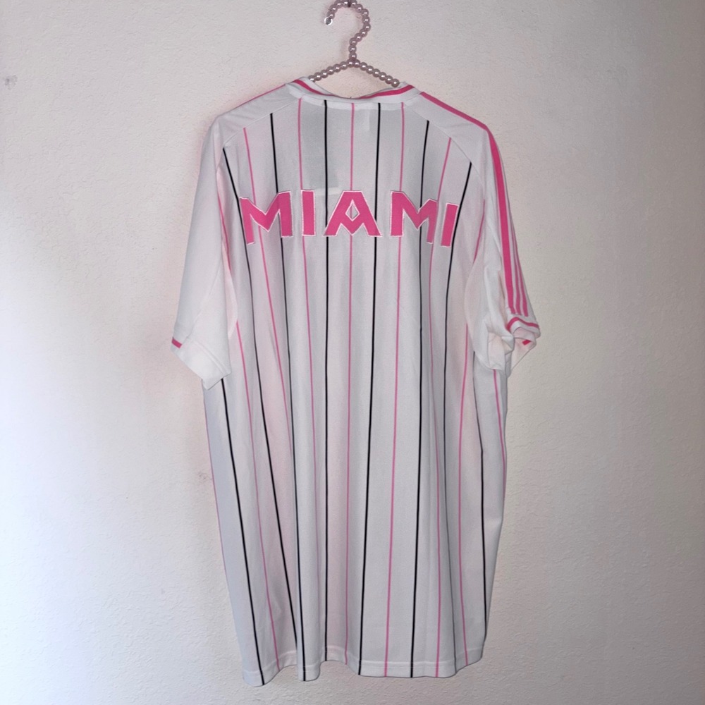 Adidas Inter Miami CF US Shirt XL White Pink New Pinstripe Jersey JY7902
